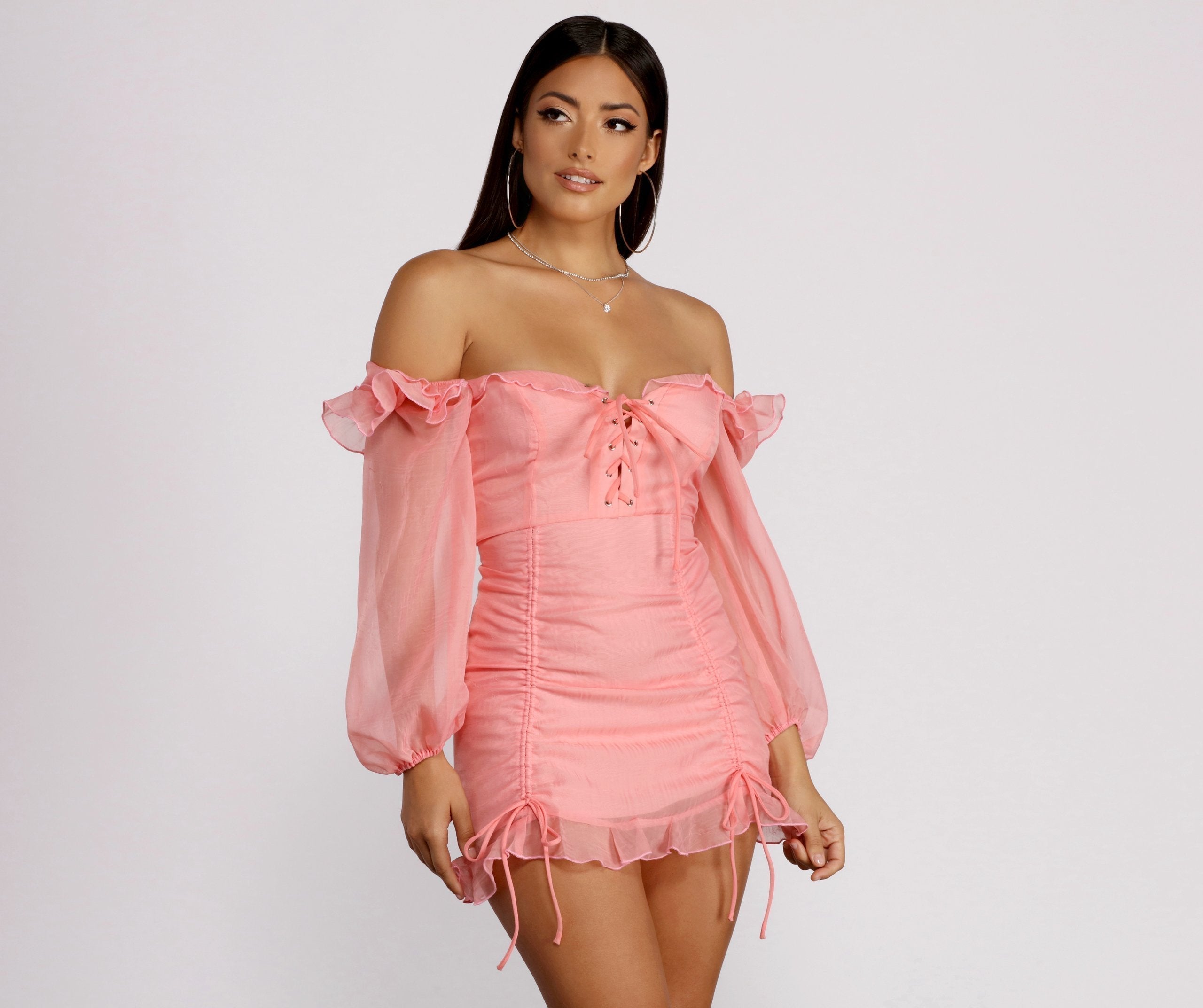 Lace Be Real Organza Sleeve Mini Dress