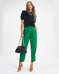 Lacey Pocketed High Rise Trousers - Kelly Green