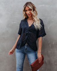 Lacole Leopard Burnout Blouse