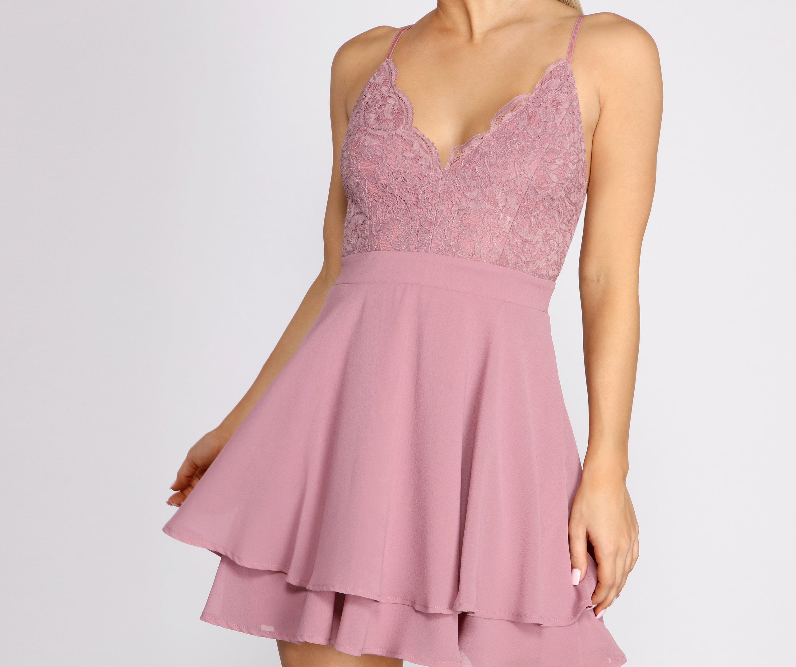 Lady In Lace Double Layer Skater Dress