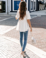 Lanora Short Sleeve High Low Knit Top - White