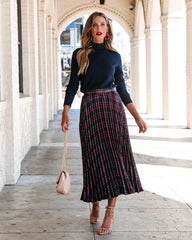 Larraine Plaid Pleated Midi Skirt