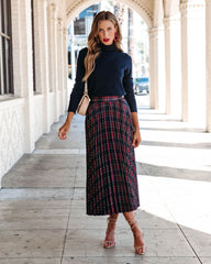 Larraine Plaid Pleated Midi Skirt