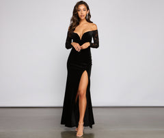 Larsa Formal Velvet And Lace Mermaid Dress