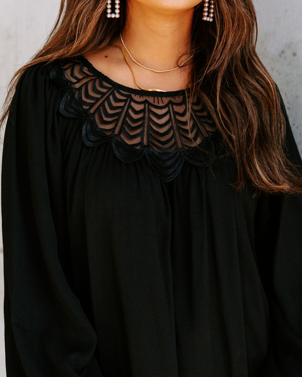 Last Glance Lace Blouse - Black