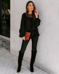 Last Glance Lace Blouse - Black