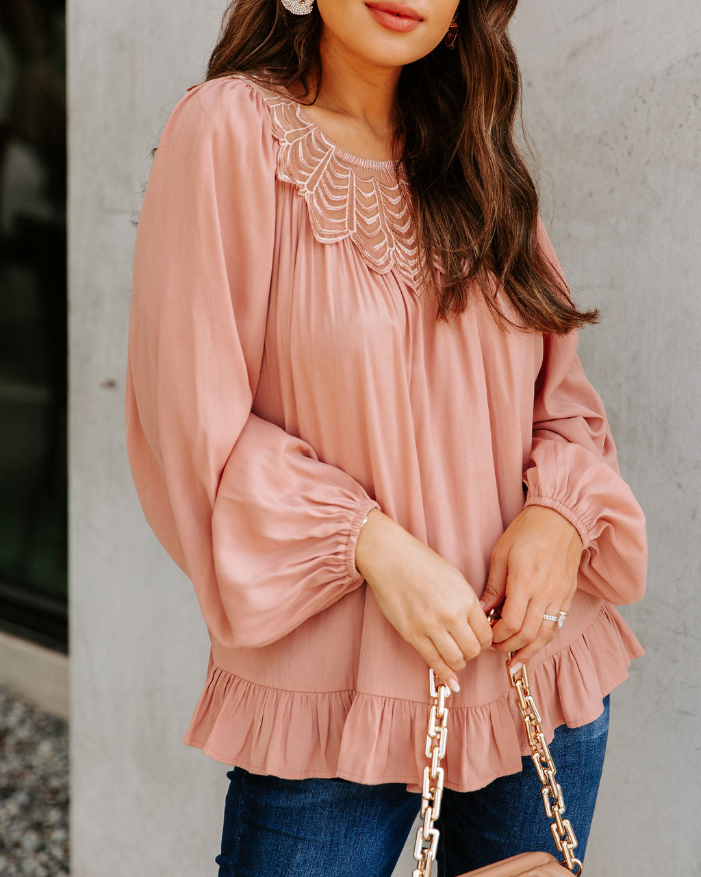 Last Glance Lace Blouse - Ginger