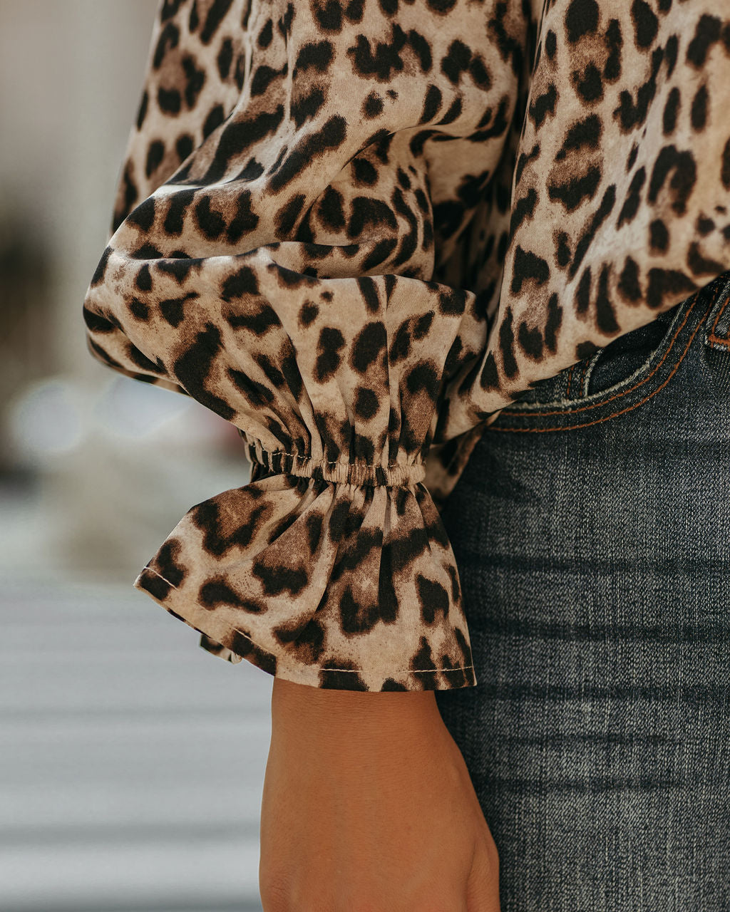 Lenox Leopard Ruffle Blouse