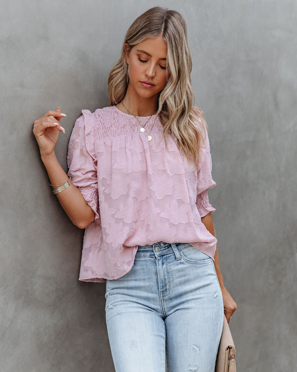 Levant Smocked Textured Blouse