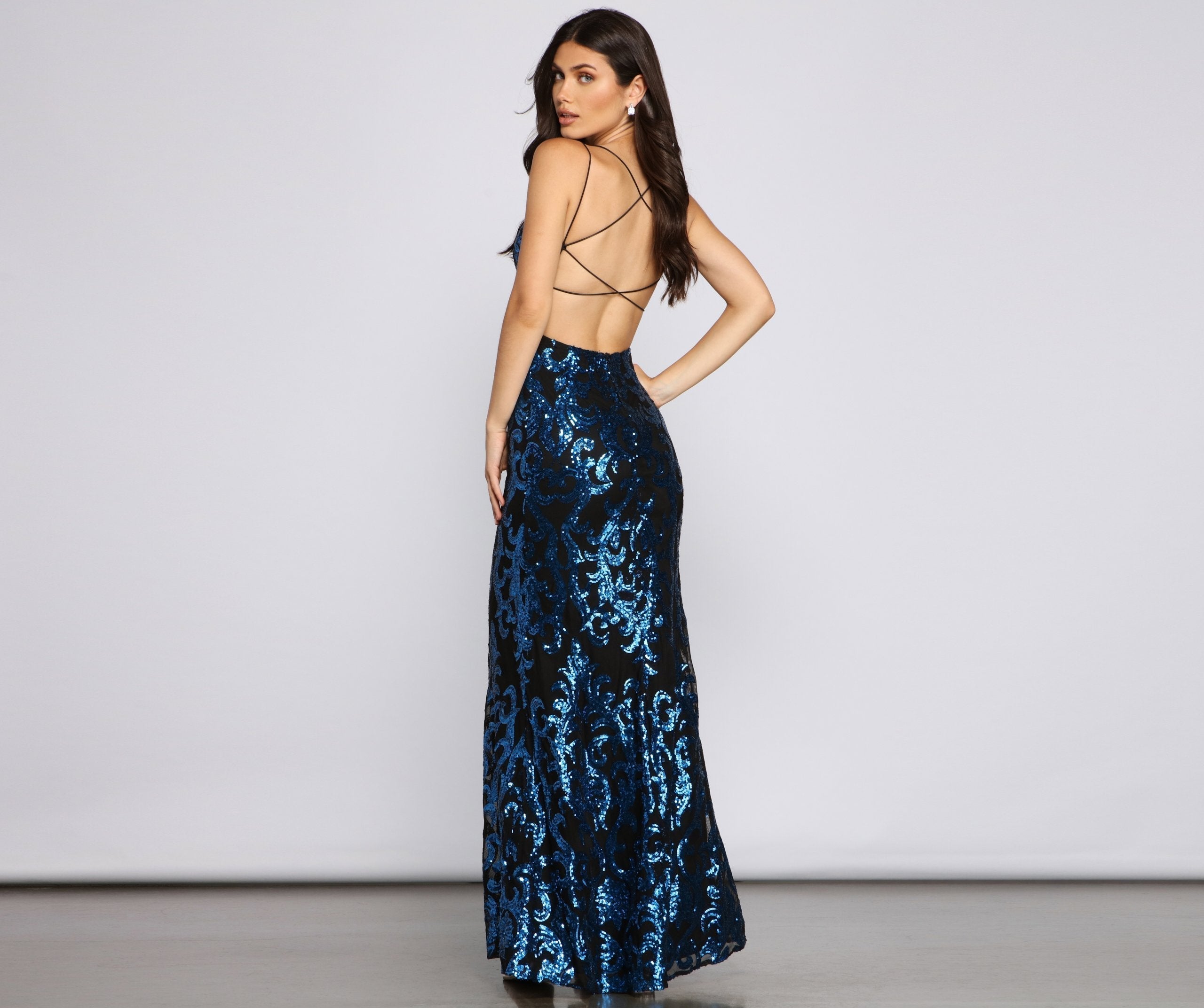 Lila Formal Open Back Sequin Mermaid Dress