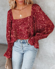 Lilliana Printed Crop Blouse