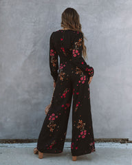 Lily Rose Floral Wide Leg Jumpsuit - Black