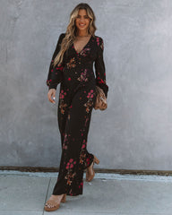 Lily Rose Floral Wide Leg Jumpsuit - Black