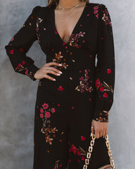 Lily Rose Floral Wide Leg Jumpsuit - Black