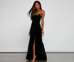 Liv Formal High Slit Velvet Dress