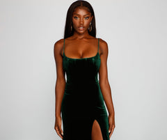 Liv Formal High Slit Velvet Dress