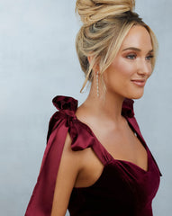 Logan Velvet Shoulder Tie Jumpsuit - Burgundy