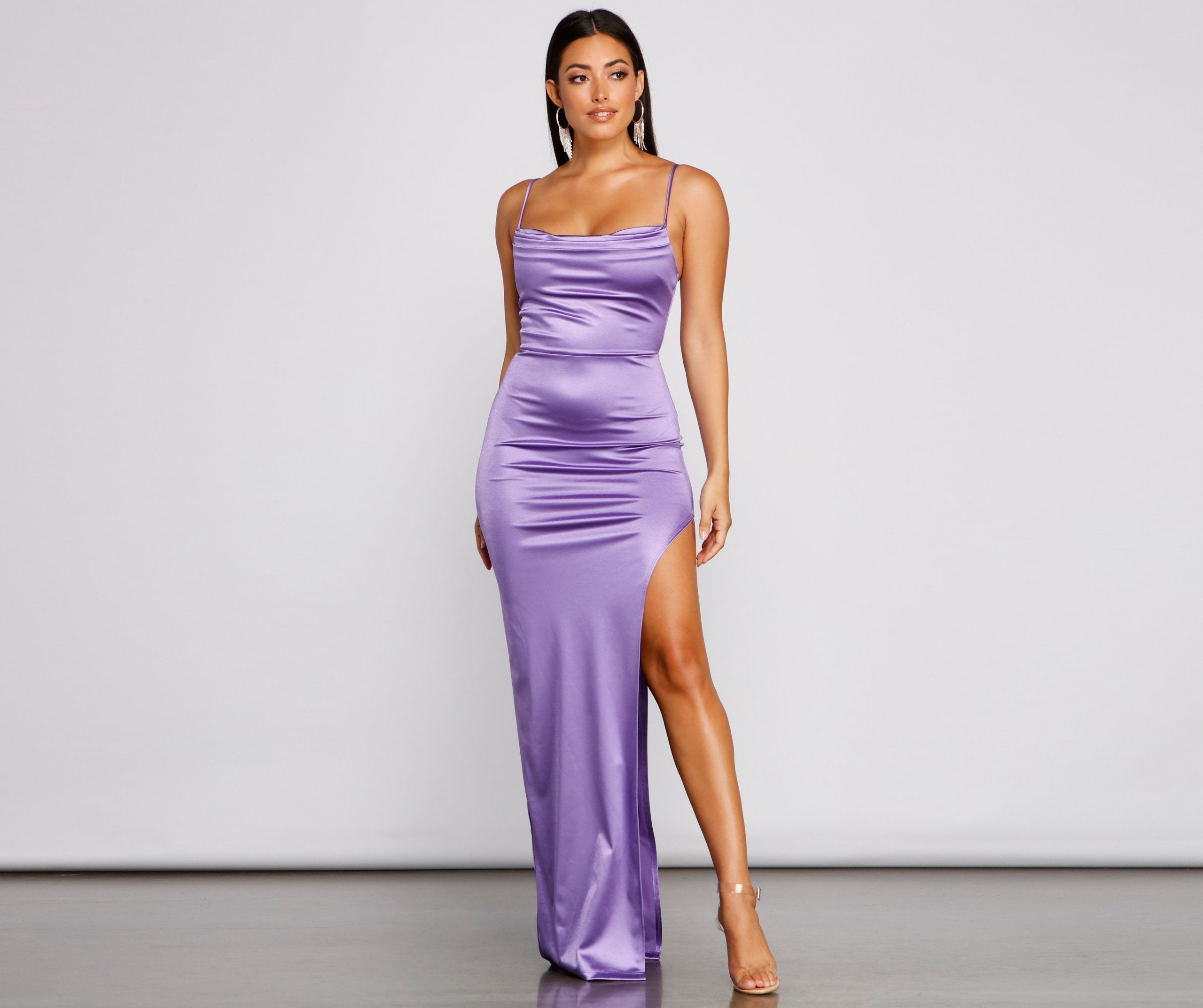 Lola High Slit Satin Dress 2