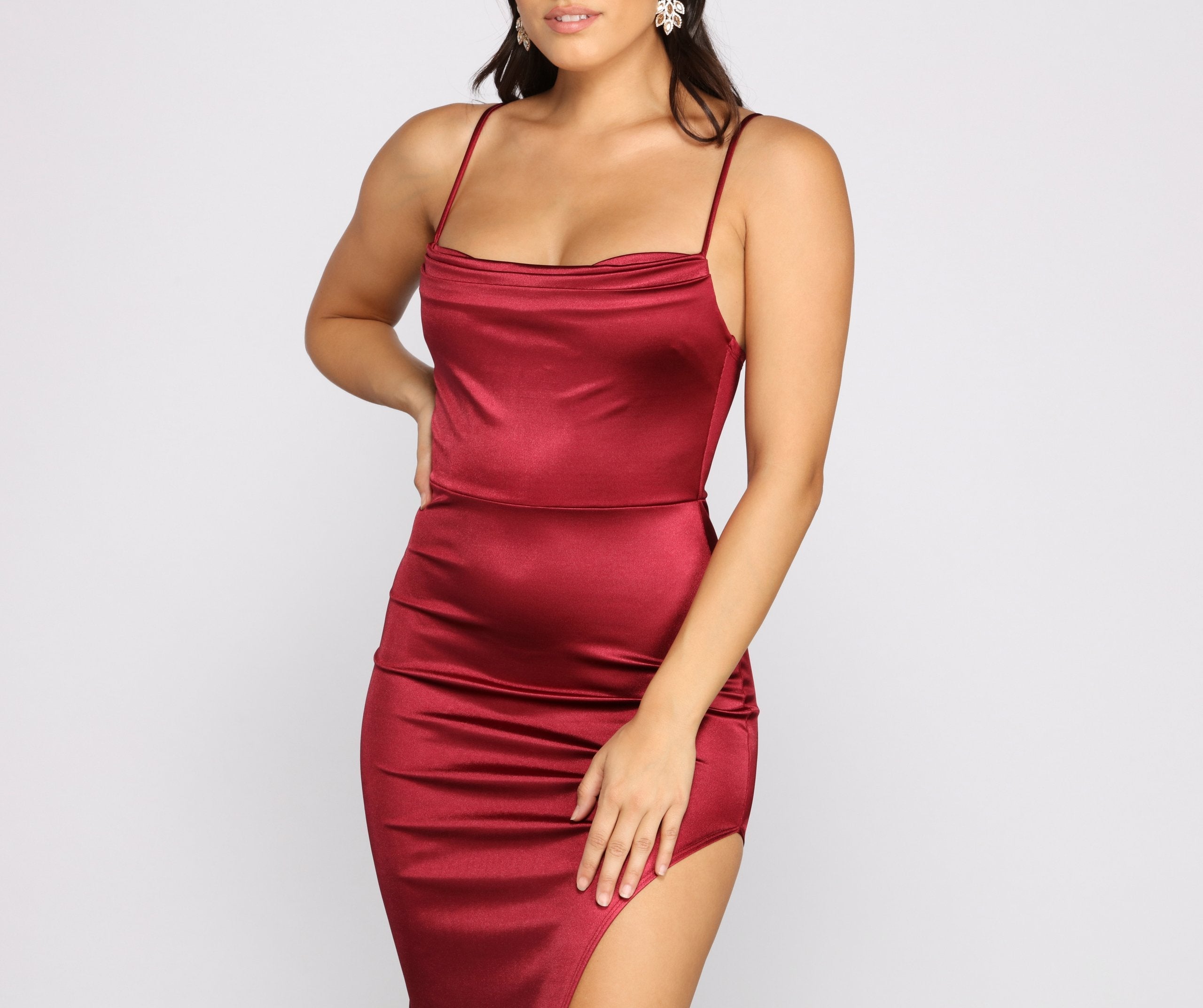 Lola High Slit Satin Dress 2