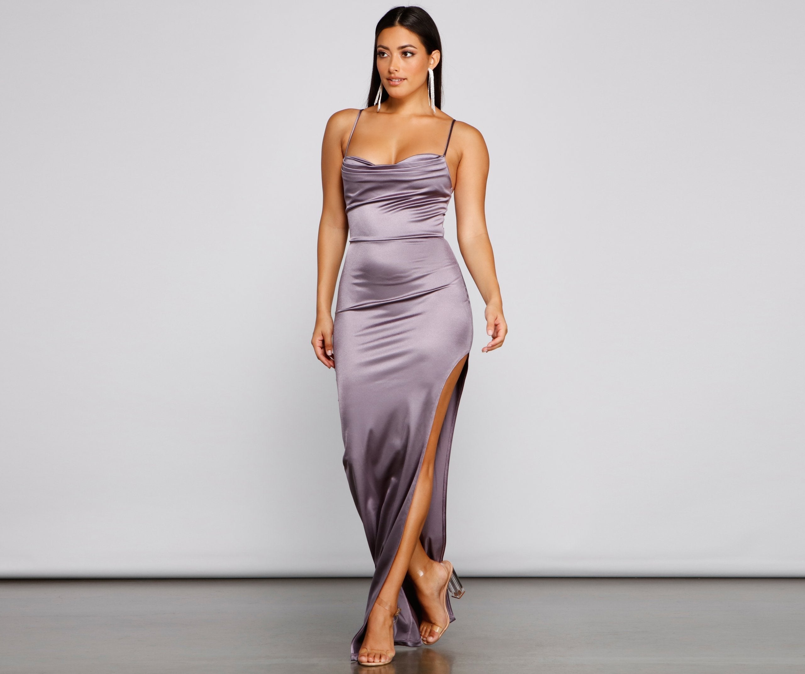 Lola High Slit Satin Dress 2