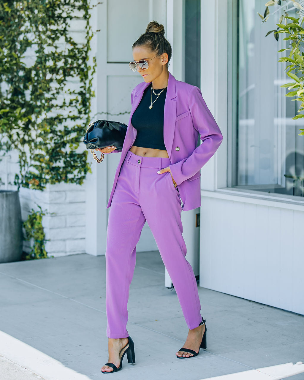 Long Shot Pocketed High Rise Trousers - Lilac