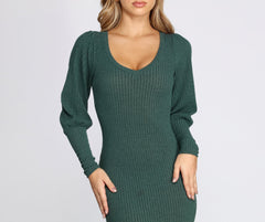 Long Sleeve Ribbed Mini Dress