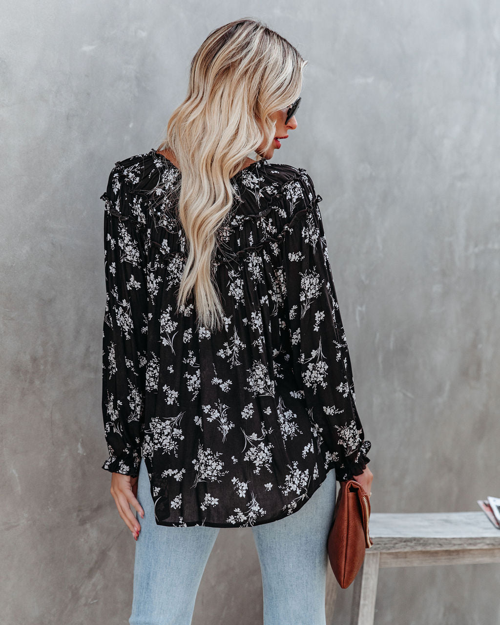 Lowena Floral Ruffle Tie Blouse