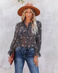 Loyalty Floral Ruffle Crop Blouse