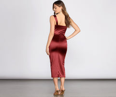 Lucia Side Slit Satin Dress