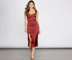 Lucia Side Slit Satin Dress