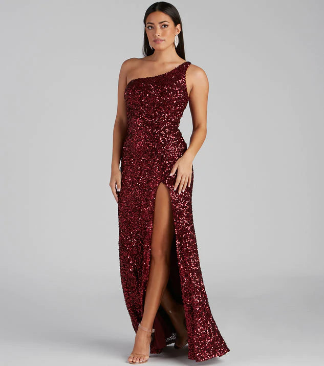 Lyla Formal One Shoulder Sequin Dress