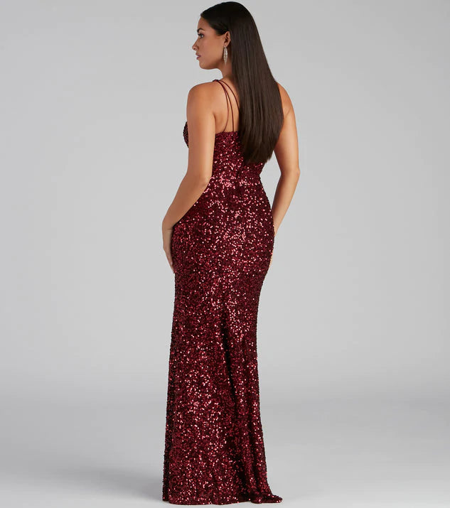 Lyla Formal One Shoulder Sequin Dress