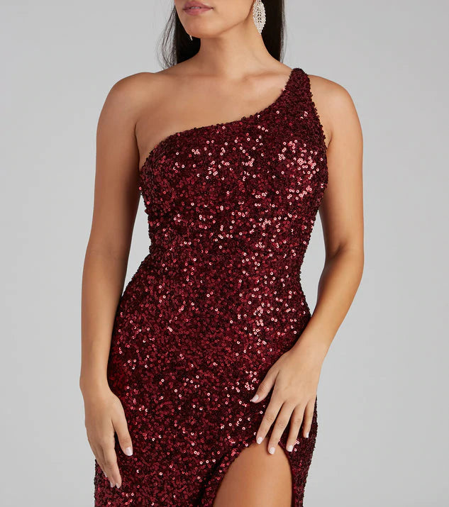 Lyla Formal One Shoulder Sequin Dress