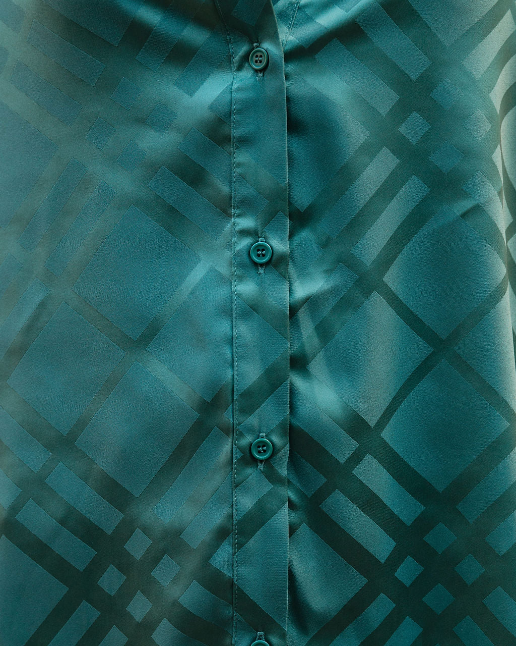 Lynn Satin Button Down Blouse - Jade