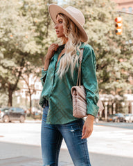 Lynn Satin Button Down Blouse - Jade