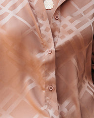 Lynn Satin Button Down Blouse - Light Mocha