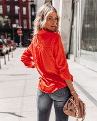 Lynn Satin Button Down Blouse - Red