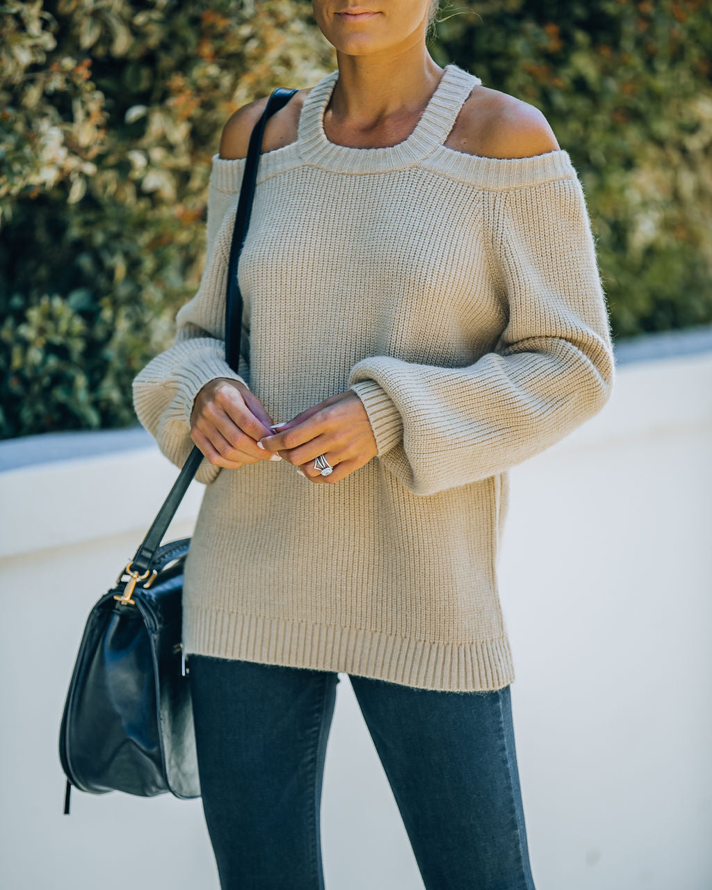 Malia Cold Shoulder Knit Sweater - Sand