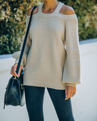 Malia Cold Shoulder Knit Sweater - Sand