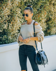 Malia Cold Shoulder Knit Sweater - Sand