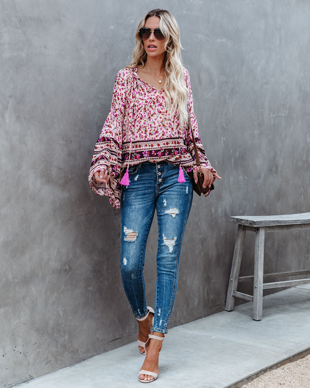 Maloney Printed Tassel Top - Natural