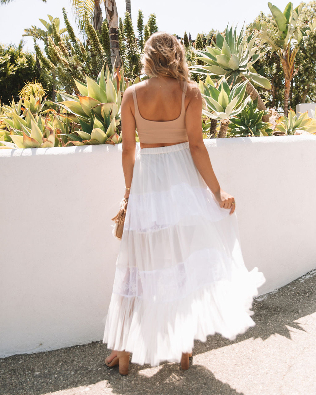 Mary-Kate Embroidered Tiered Maxi Skirt - Off White