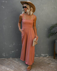 Mattea Smocked Pocketed Jumpsuit - Sienna