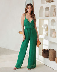 Maui Crochet Wide Leg Jumpsuit - Green