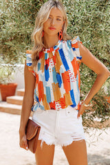 Maxime Sleeveless Floral Ruffle Blouse