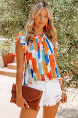 Maxime Sleeveless Floral Ruffle Blouse