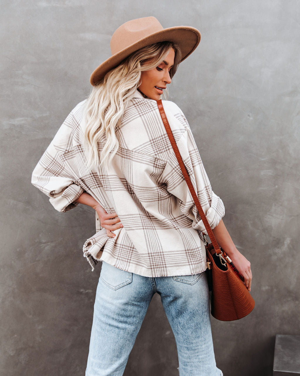 Maybe Baby Cotton Plaid Button Down Top