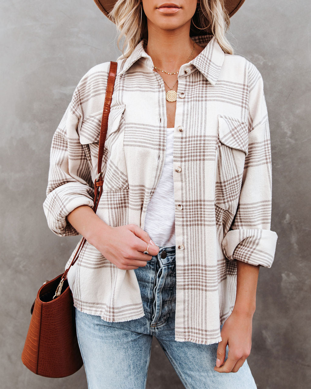 Maybe Baby Cotton Plaid Button Down Top