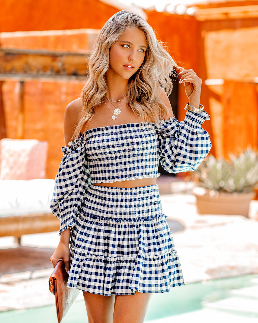 Maybellene Cotton Gingham Smocked Crop Top