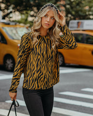 Mcgee Tiger Print Padded Shoulder Blouse